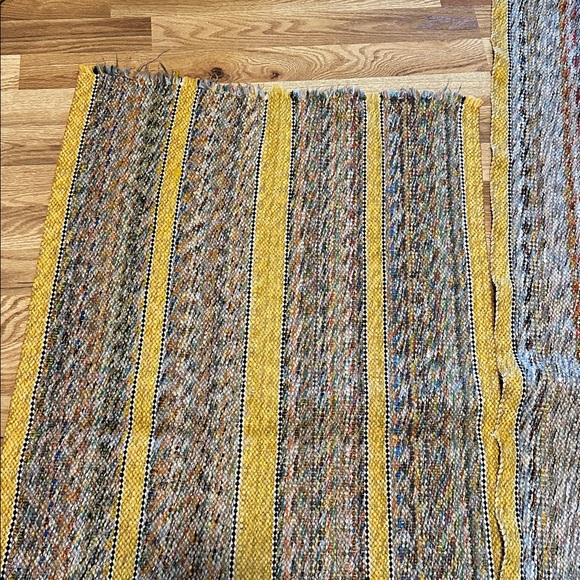 Vintage Multi-Color Woven Yellow Hook Rug Kitchen Throw Decorative set of 2 - Picture 6 of 8